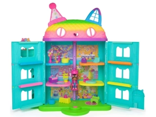 Gábinin kouzelný domek Velký duhový dům s výtahem a panenkou Gabby's Celebration Dollhouse se zvukem 60 cm